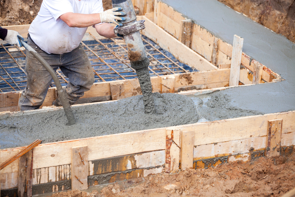 Pouring concrete foundation